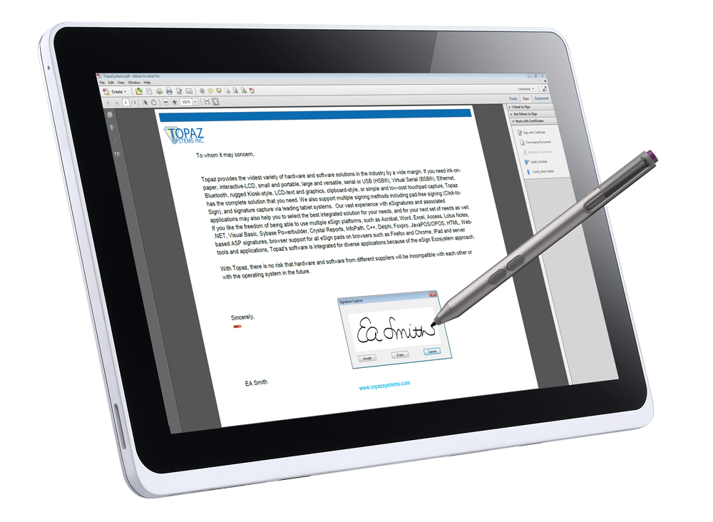 SigPlus Pro Windows Tablet and Tablet PC Electronic Signature Software